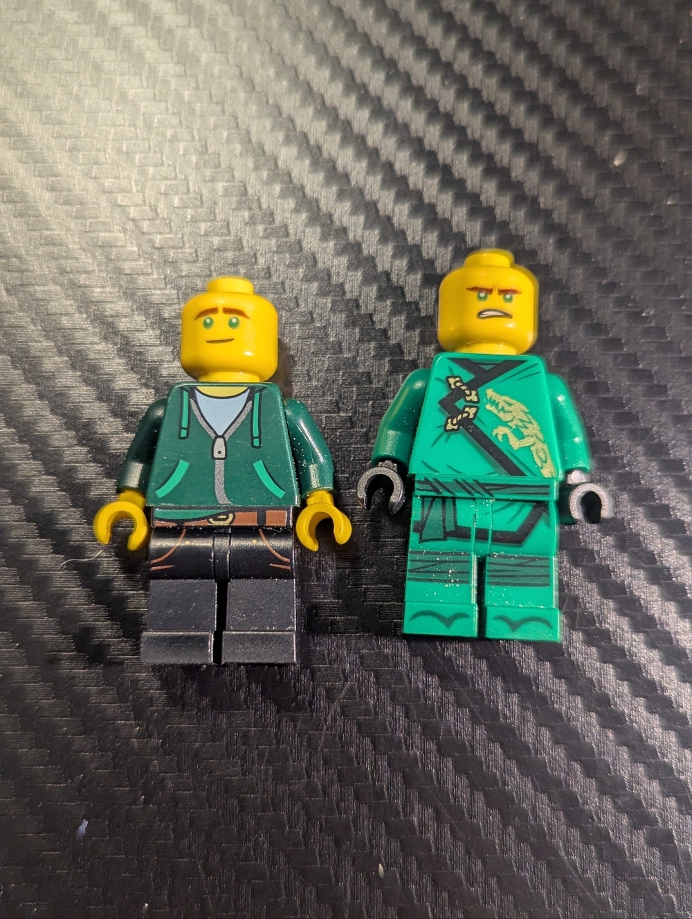 Green LEGO-style Minifigure Lot - Hoodie & Ninja Torso